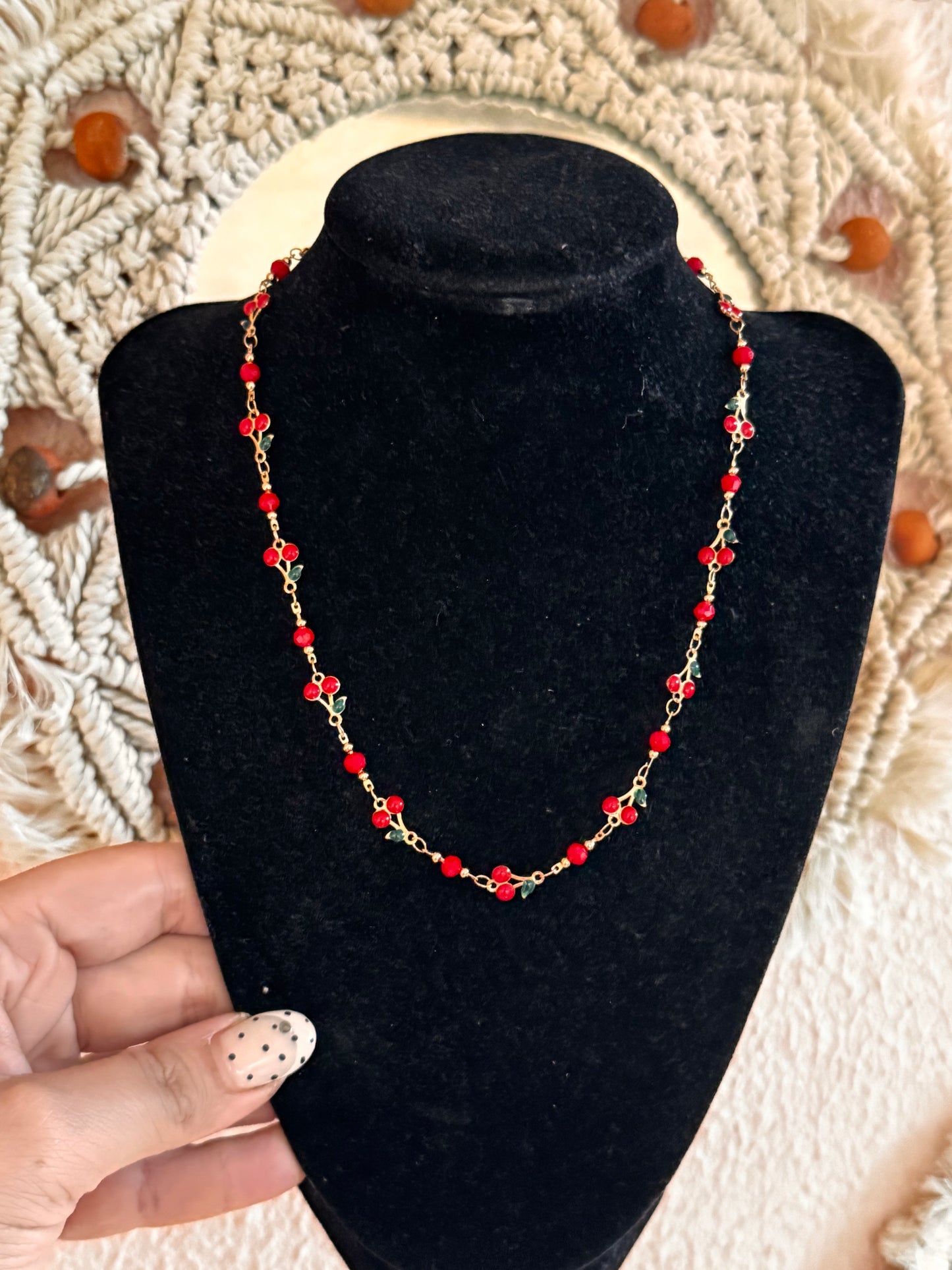 Cherry metal necklace