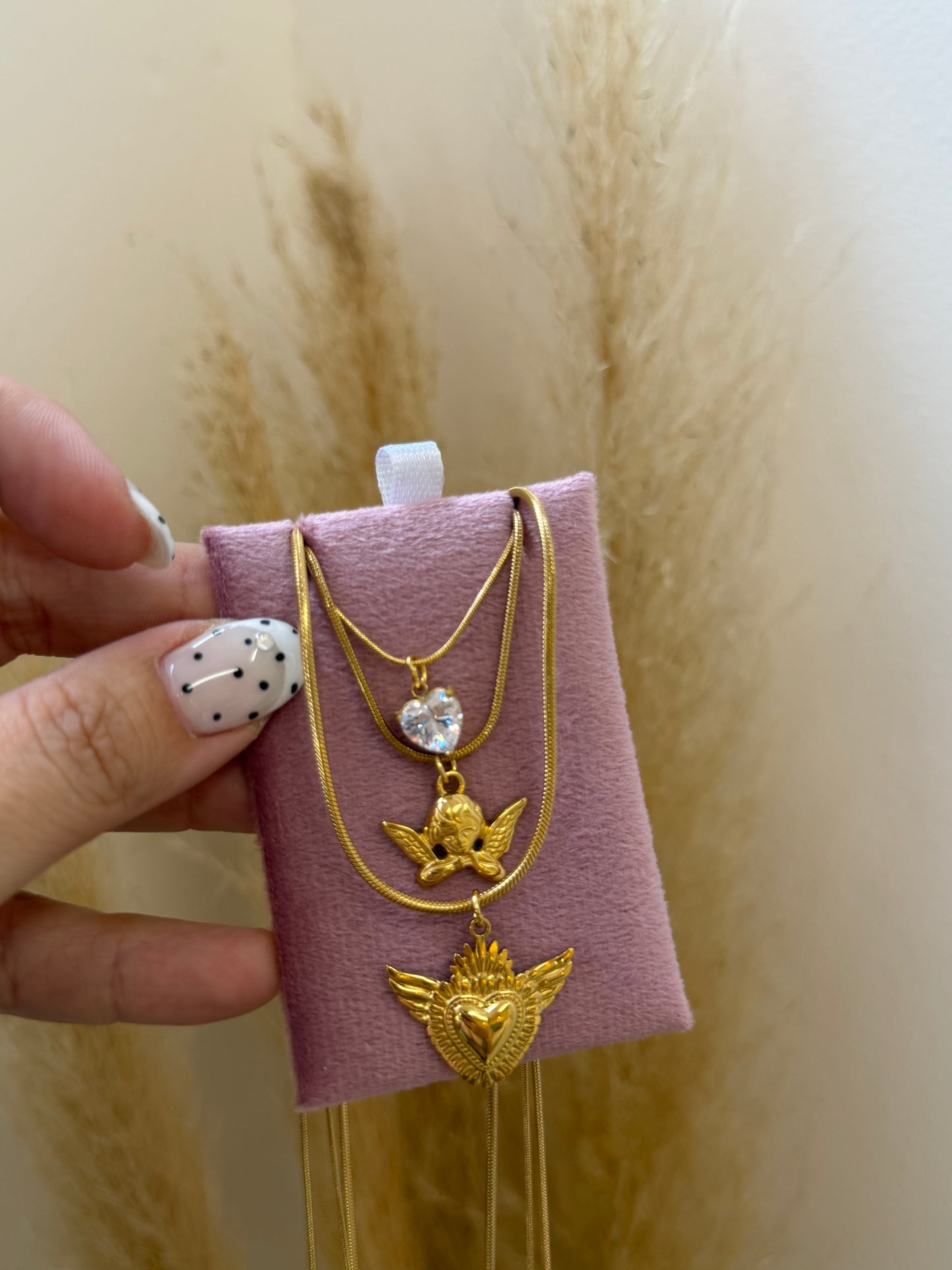 Triple angel necklace