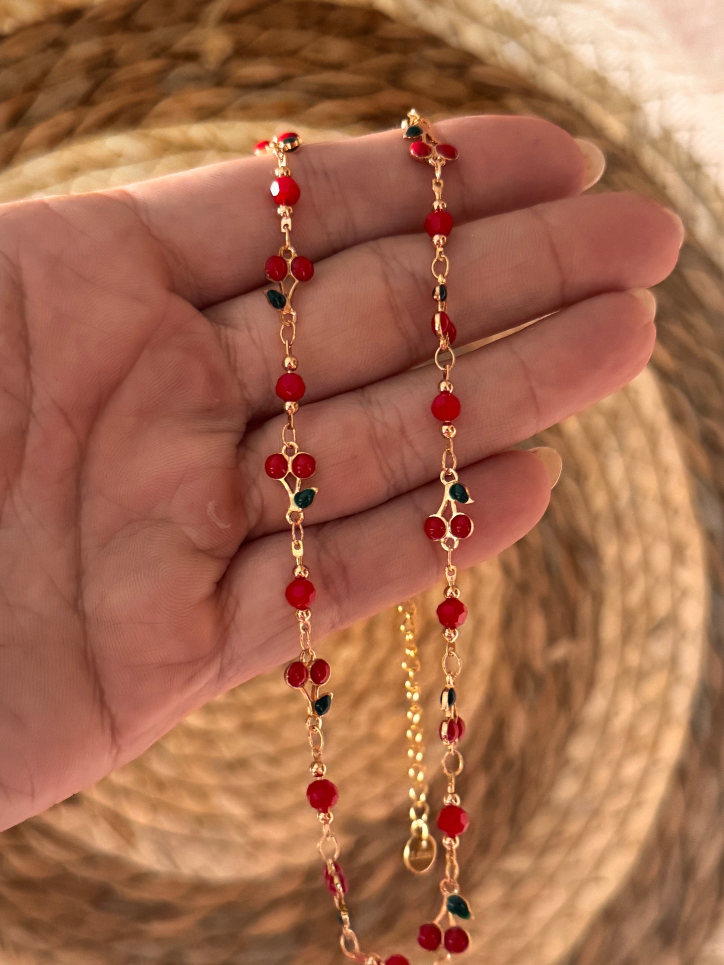 Cherry metal necklace