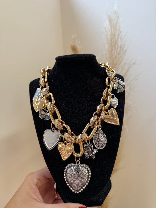 Big Chain Heart Gold-Silver