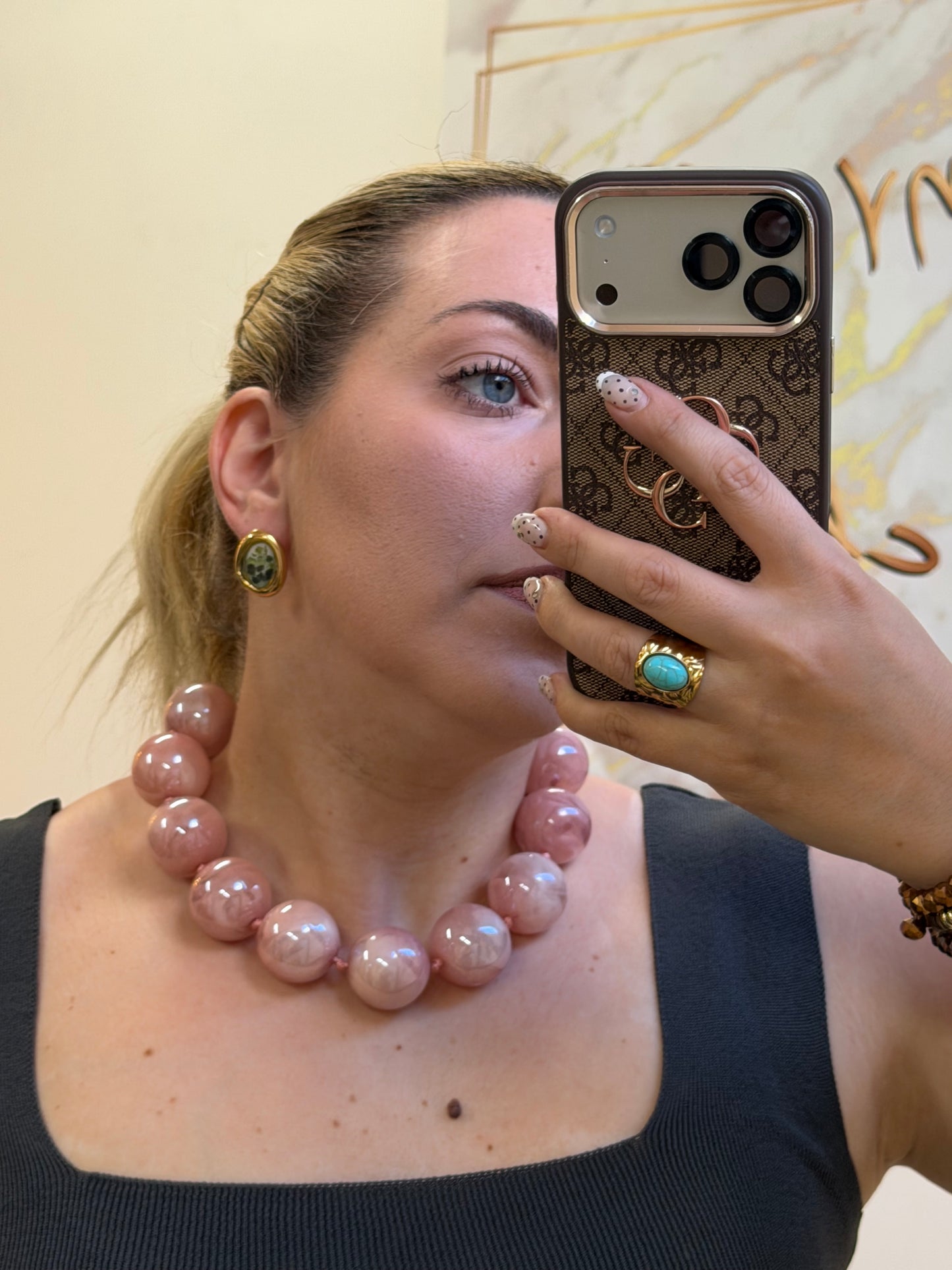 Balls Necklace Dusty Pink