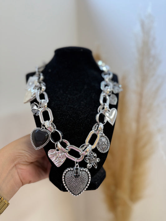 Big Chain Heart Silver