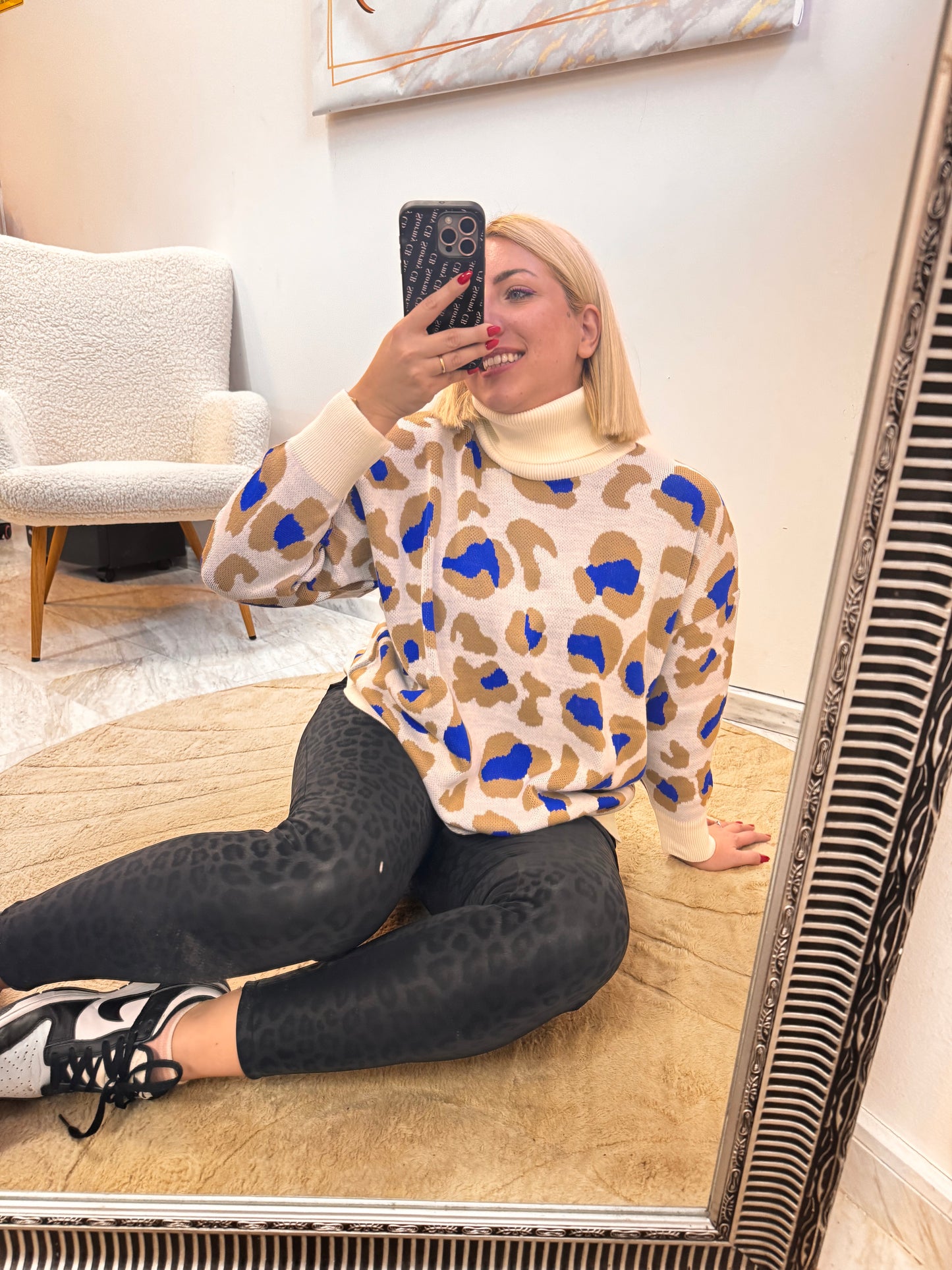 Leopard shinny κολάν plus size