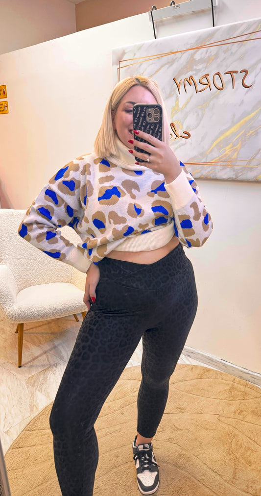 Leopard shinny κολάν plus size