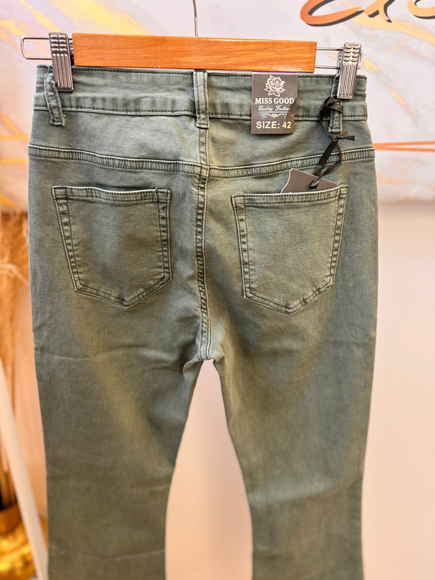 Elina Khaki Elastic Pant