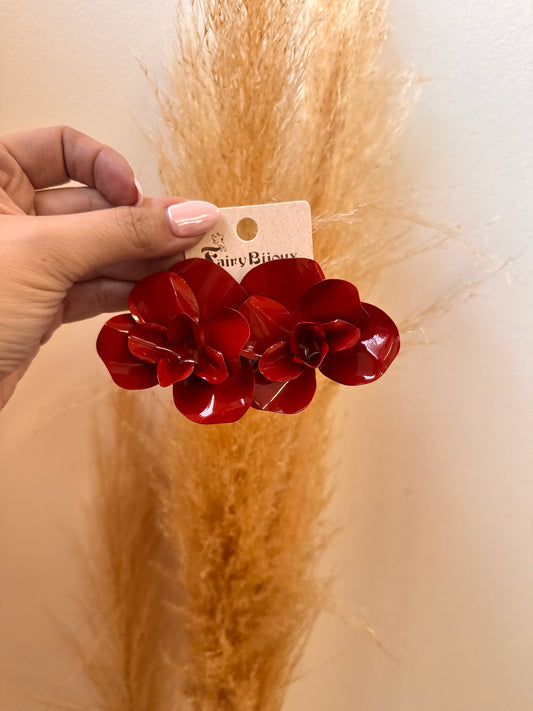 Flower Earrings Red
