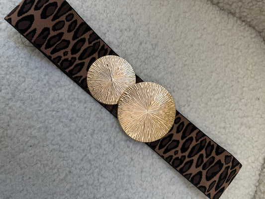 Ζώνη Λάστιχο Λεοπάρ Καφέ