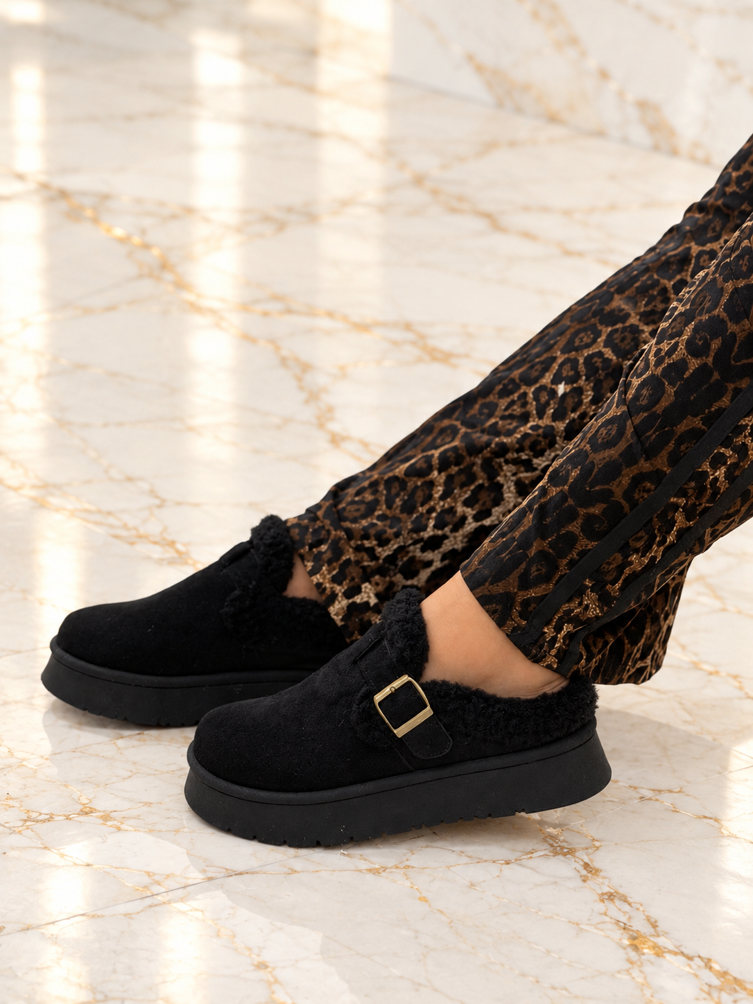 Teddy Chic Mules
