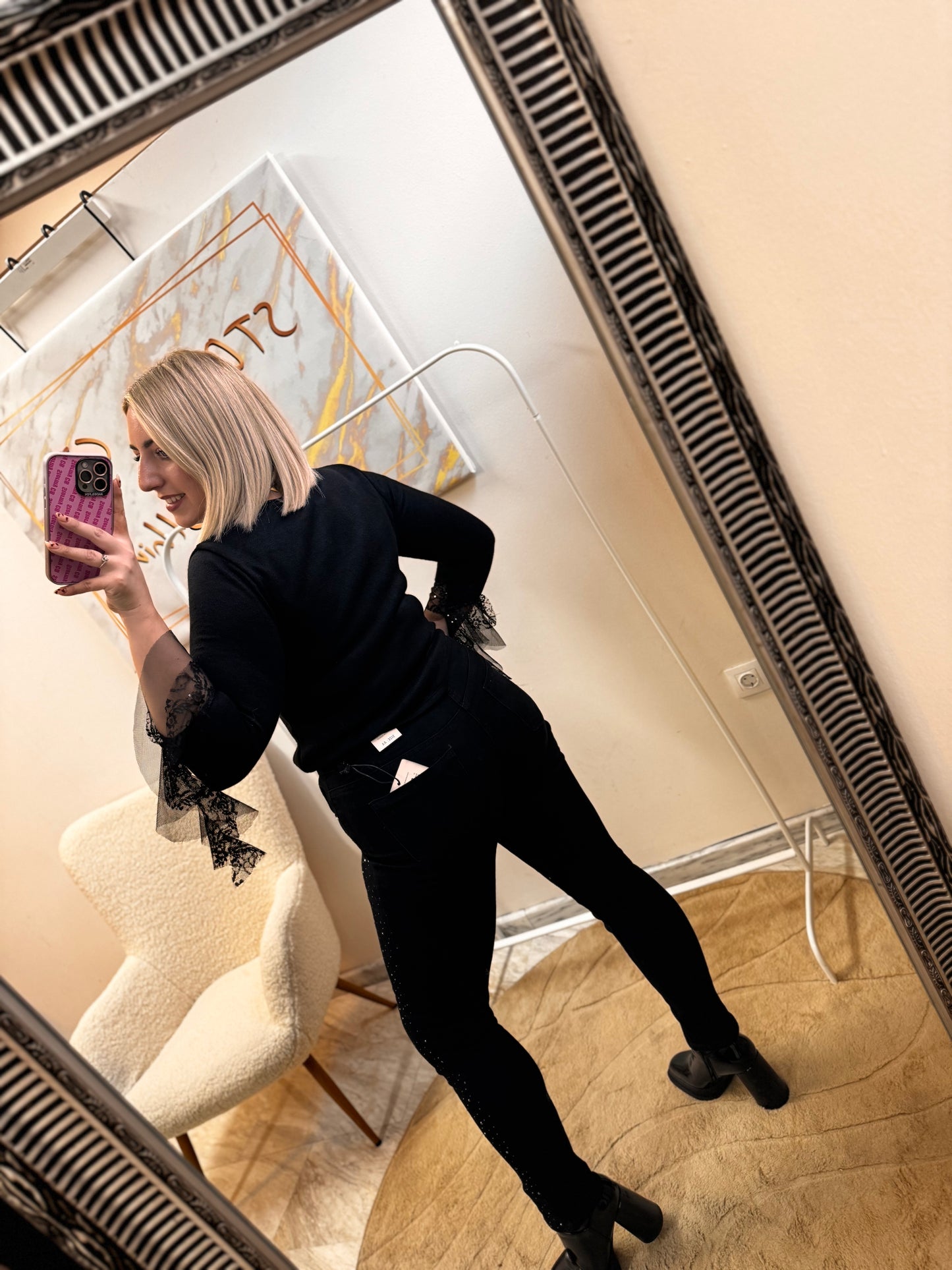 Menia Black Strass Plus Size Jean