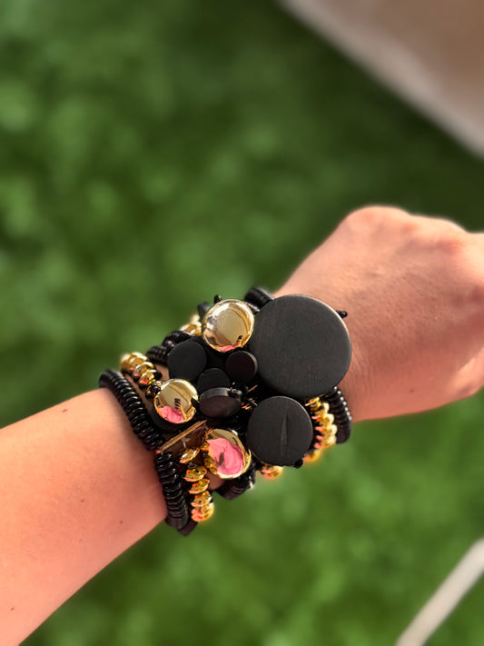 Black & Gold Elastic Bracelet