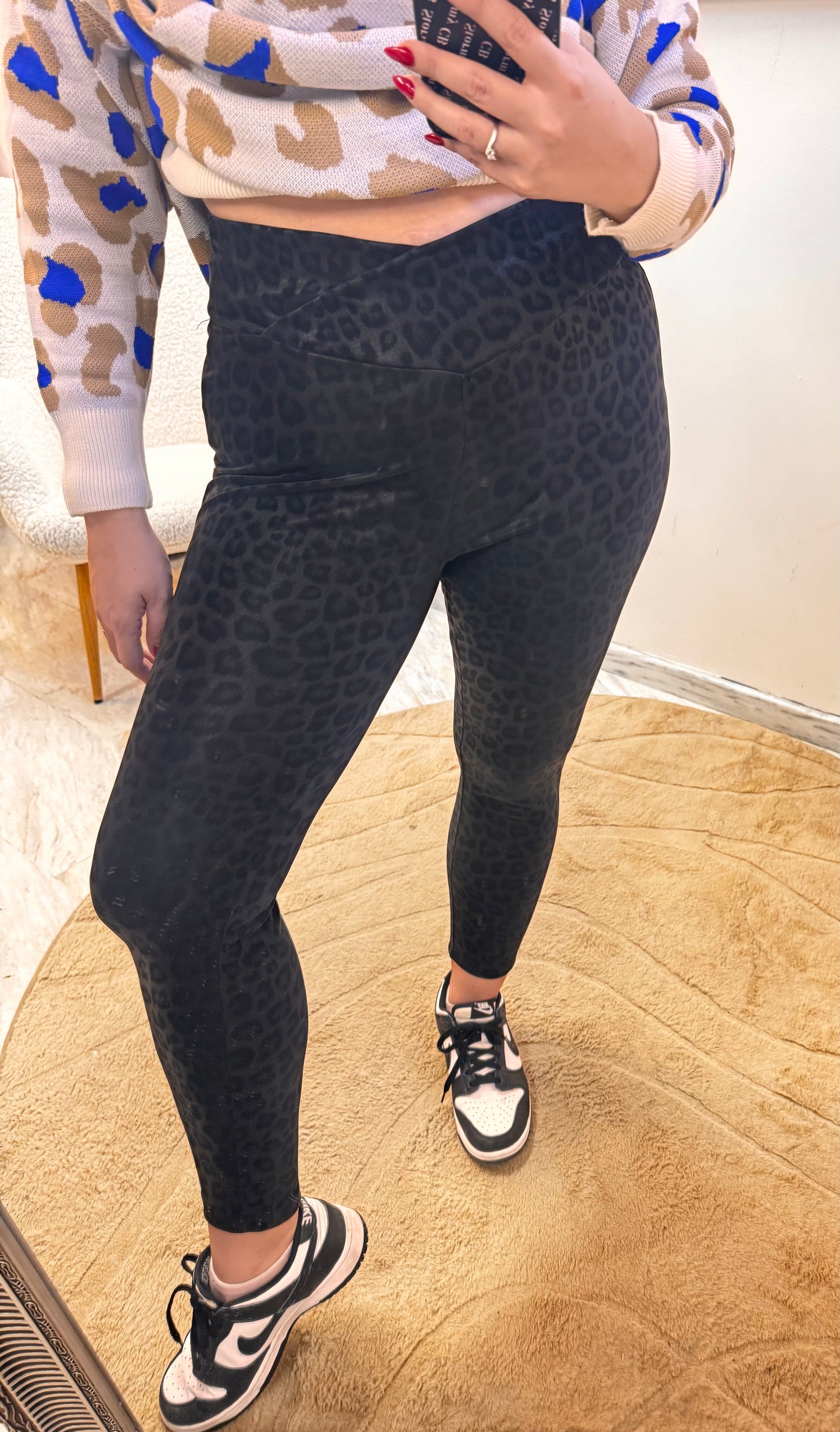 Leopard shinny κολάν plus size