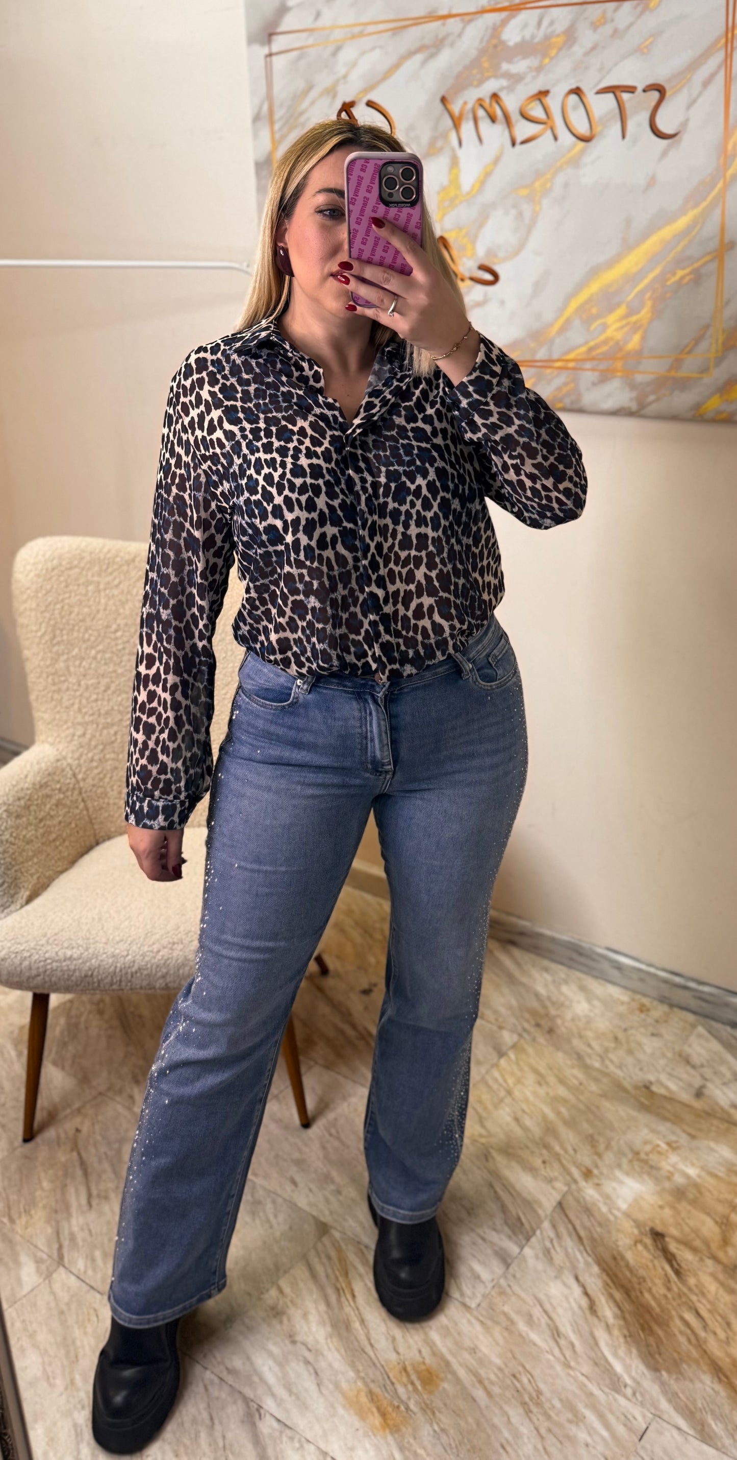 Sandy Wide Leg Strass Jean