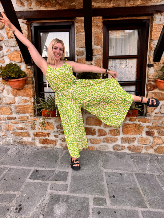 Neon Leopard Jumpsuit Green