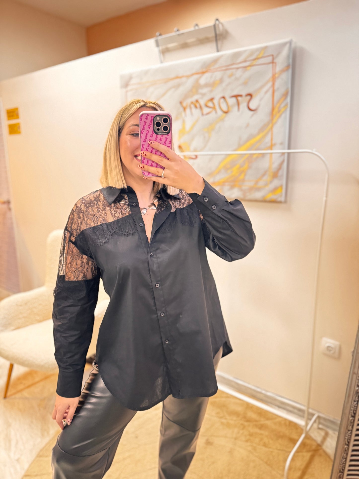 Πουκαμίσα Δαντέλα Μαύρο