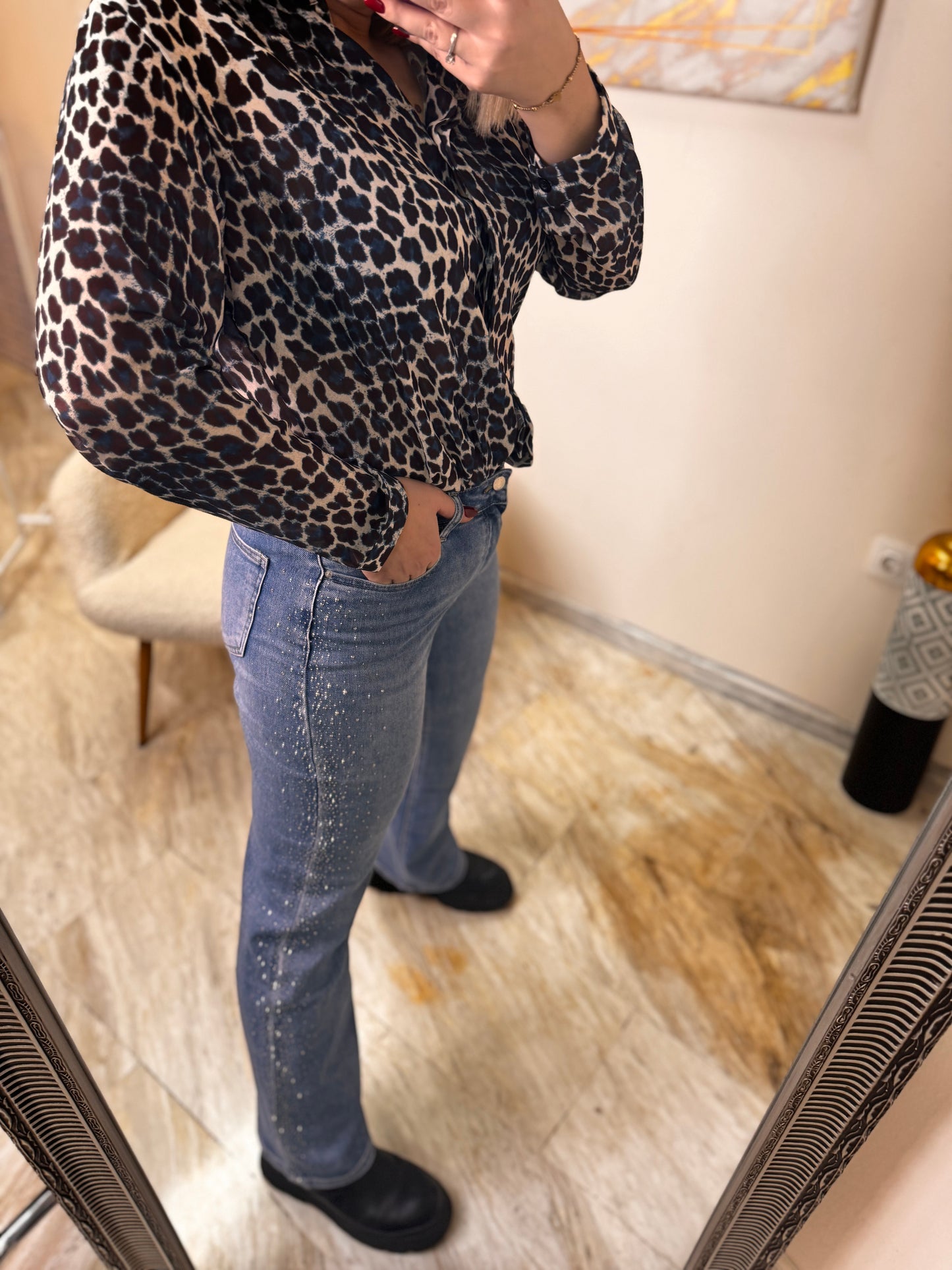 Sandy Wide Leg Strass Jean
