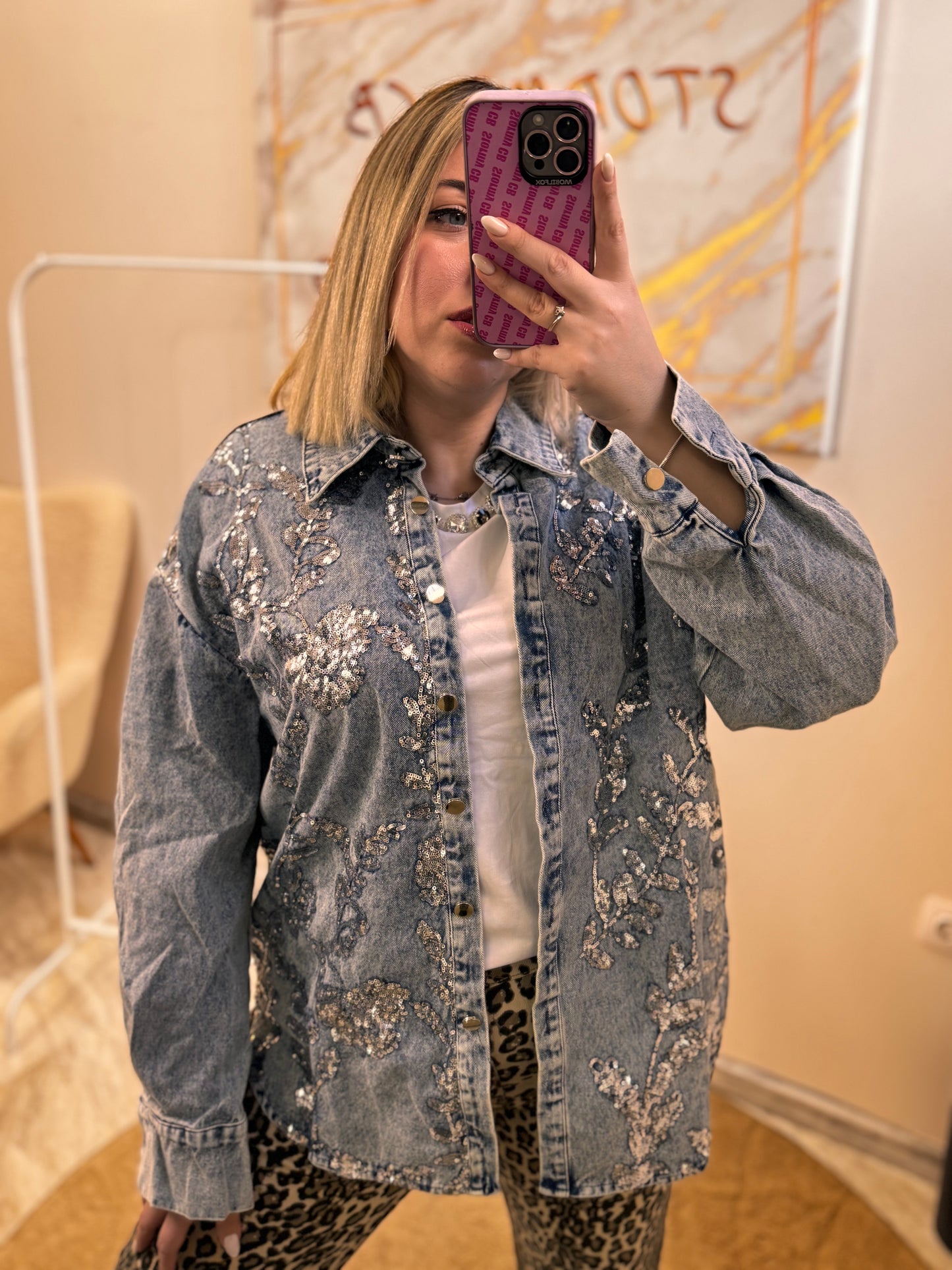 Strass Jean Jacket Shirt