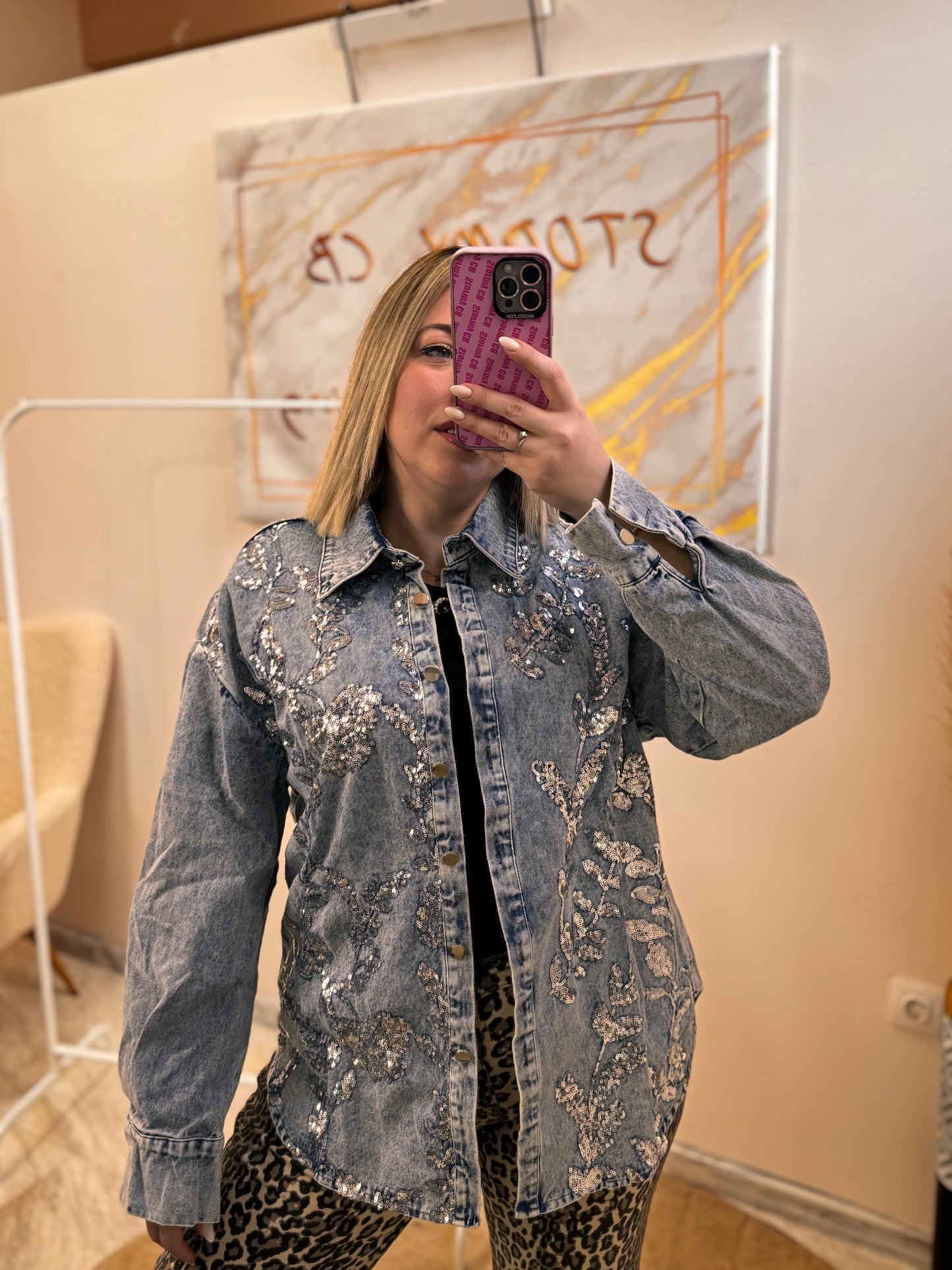Strass Jean Jacket Shirt
