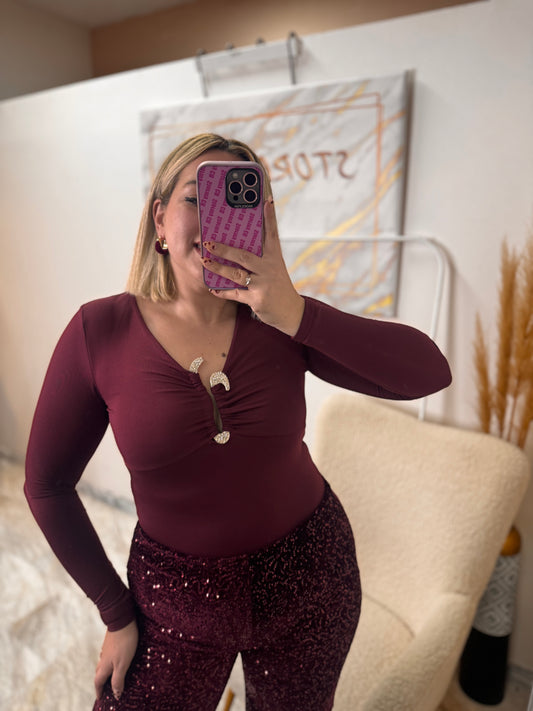 Κορμάκι Μπορντό Στρας