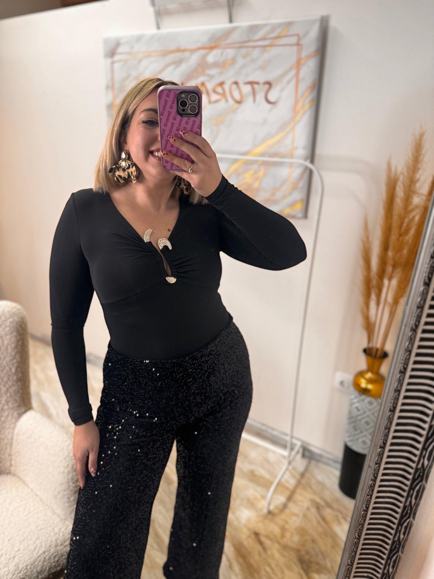 Κορμάκι Μαύρο Στρας