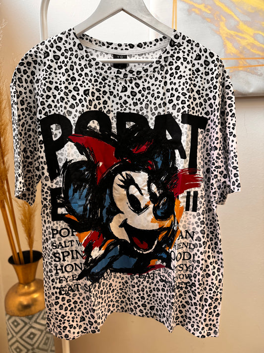 Minnie Leopard White Oversized T-shirt